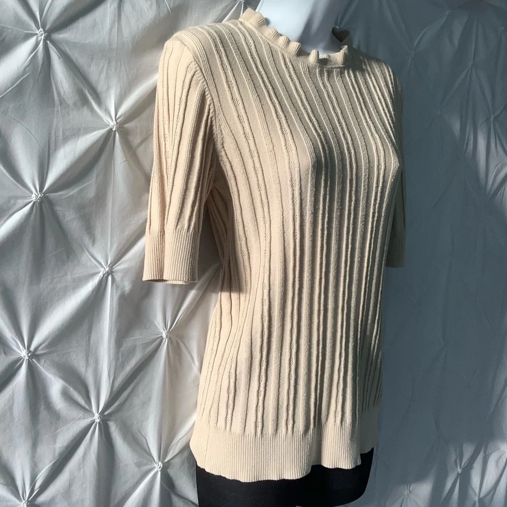 Vero Moda - Vita 2/4 Sleeves Pointelle Sweater - Size M - Picture 2 of 9